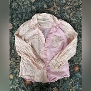 J. Crew Women’s Pink and Yellow Striped Button-Down Shirt